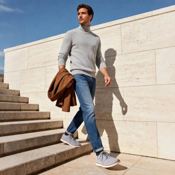 🆕Bruno Marc Men Grey Knit Flex Mesh Oxfords Lace-Up Lightweight Casual Sneakers - Picture 5 of 11